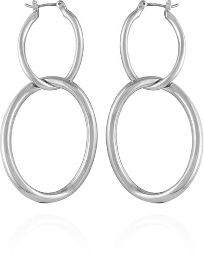 Tahari Double Hoop Earrings - White
