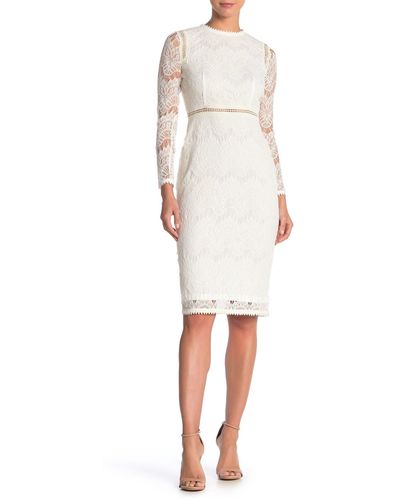 Love By Design Lace Long Sleeve Midi Dress In Gardenia At Nordstrom Rack - White