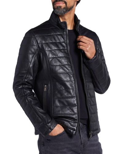 PINOPORTE Quilted Leather Jacket - Black