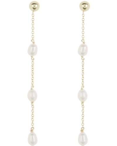 Argento Vivo Sterling Silver Imitation Pearl Station Chain Drop Earrings - White