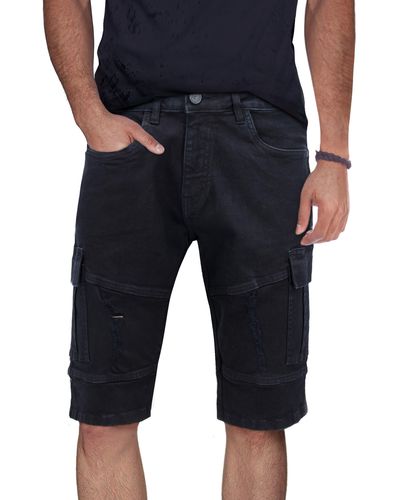 Xray Jeans Moto Detail Denim Shorts - Black