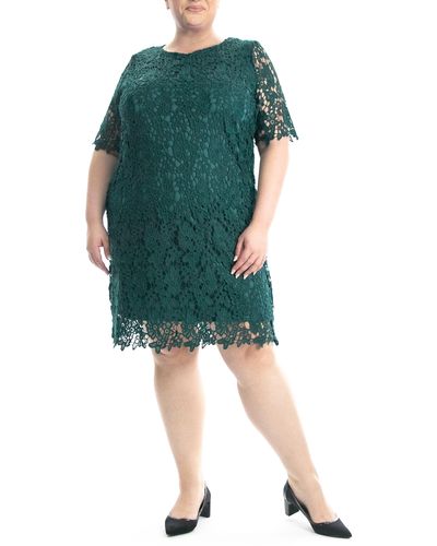 Nina Leonard Crochet Lace Sheath Dress - Green