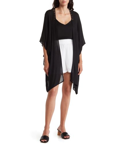 Vince Camuto Embroidered Lace Cover-up Tunic - Black