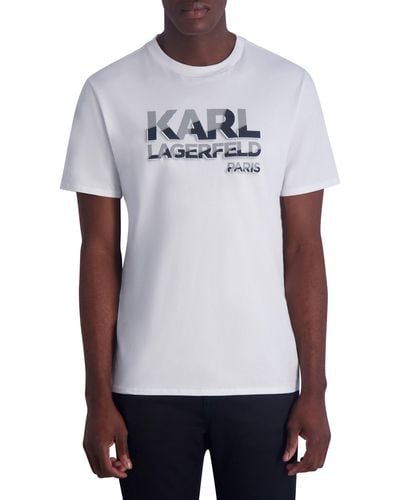 Karl Lagerfeld Stripe Logo Graphic T-shirt - White