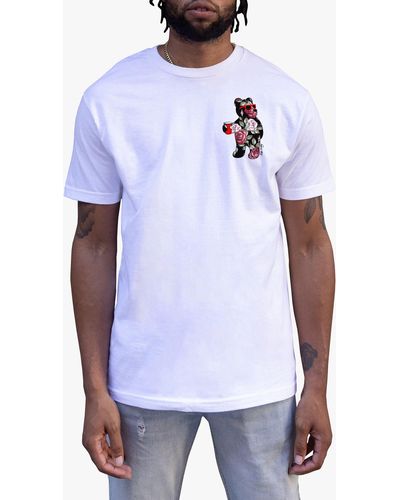 Riot Society Rose Bear Cotton T-shirt - White