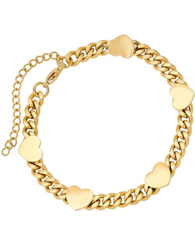 HMY Jewelry 18k Rose Gold Plated Stainless Steel Heart Bracelet - Metallic