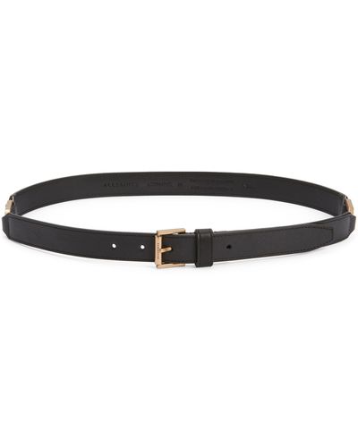 AllSaints Hexagon Link Leather Belt - Black