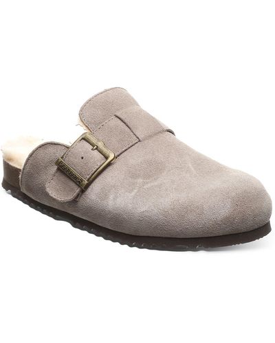 BEARPAW Nellie Suede Genuine Shearling Lined Clog - Multicolor