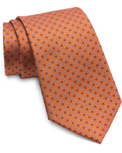 Duchamp Micro Neat Silk Tie - Orange