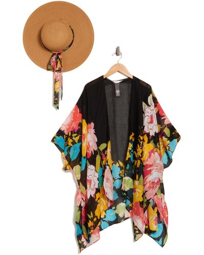 Vince Camuto Floral Topper & Sun Hat Set - Multicolor