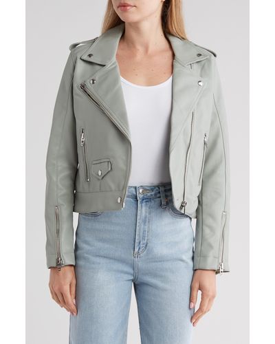 Blank NYC Quilted Faux Leather Moto Jacket - Gray