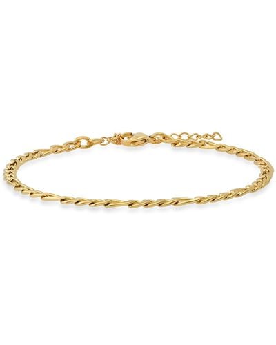 HMY Jewelry 18k Gold Plated Stainless Steel Chain Anklet - Yellow