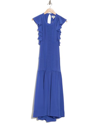 Joie Polly Flutter Sleeve Silk Maxi Dress - Blue
