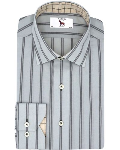 Lorenzo Uomo Trim Fit Stripe Dress Shirt - Gray