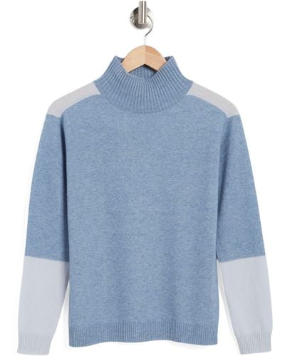 Magaschoni Cashmere Colorblock Turtleneck Sweater - Blue