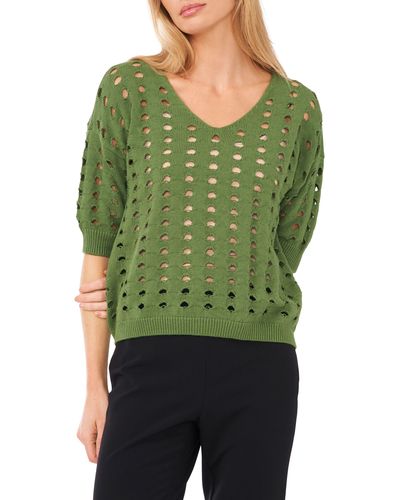 Halogen® Open Knit Sweater - Green