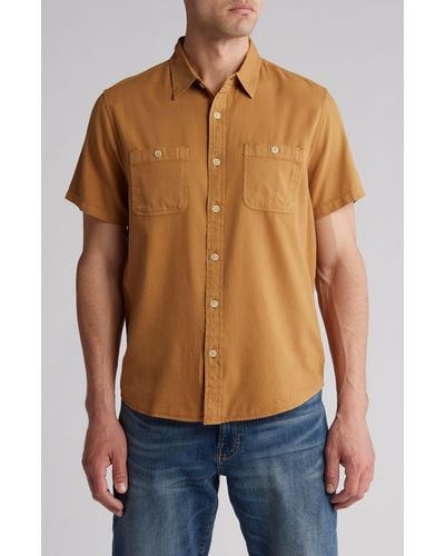 Lucky Brand Solid Linen Long Sleeve Western Shirt - Men's Clothing  Outerwear Shirt Jackets in Dusty Cedar, Size XL - Yahoo Shopping