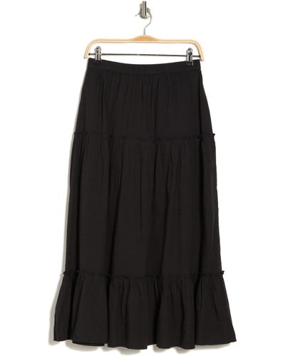 Abound Cotton Tiered Maxi Skirt - Black