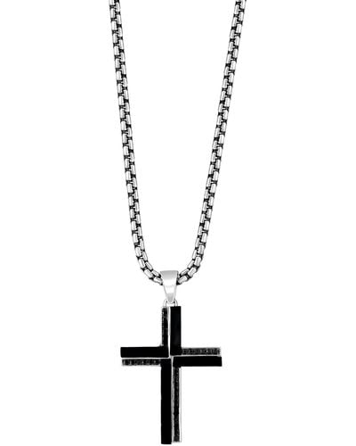 Effy Sterling Silver Onyx Cross Pendant Necklace - Black