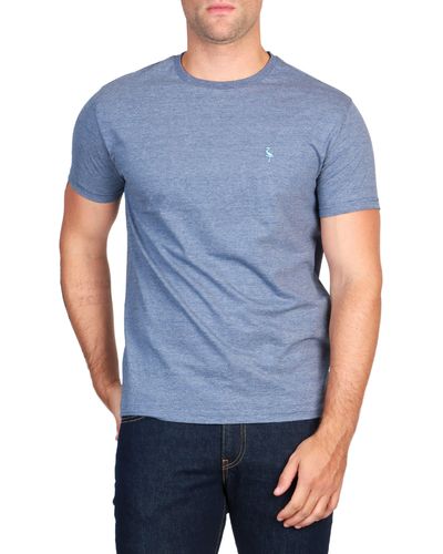 Tailorbyrd Vibrant Crewneck Mélange Cotton Blend T-shirt - Blue