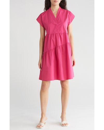 Sandra Darren Asymmetric Tiered Dress - Pink