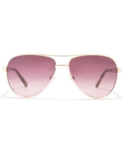 Ted Baker 57mm Metal Frame Aviator Sunglasses - Pink
