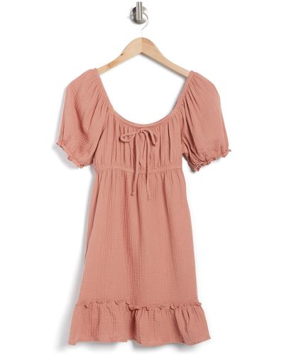 ROW A Cotton Gauze Babydoll Dress - Pink