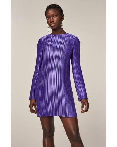 Tibi Plisse Mini Dress - Purple