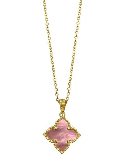 Adornia Mother Of Pearl Flower Pendant Necklace - Pink
