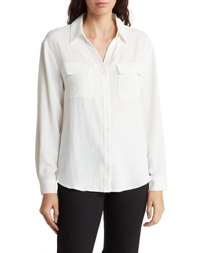 Pleione Crinkle Button-up Shirt - White