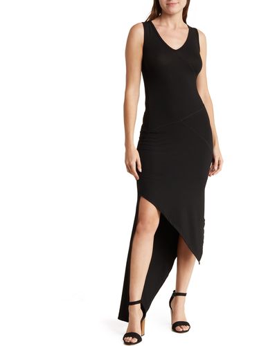 Go Couture Ribbed High-low Tank Dress - Black