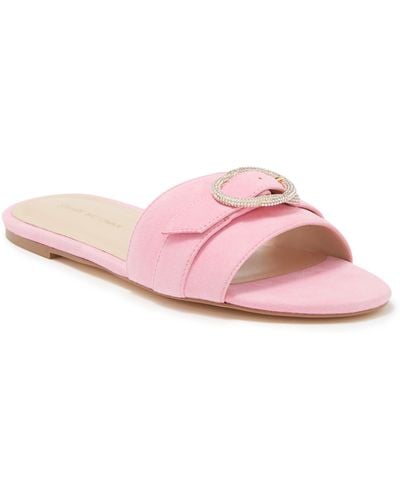 Stuart Weitzman Crystal Buckle Slide Sandal - Pink
