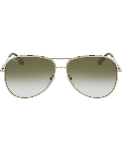 Ferragamo Salvatore 62mm Gradient Oversize Aviator Sunglasses - Green