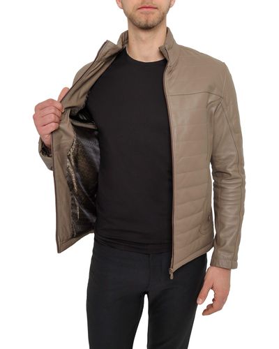PINOPORTE Quilted Leather Jacket - Black