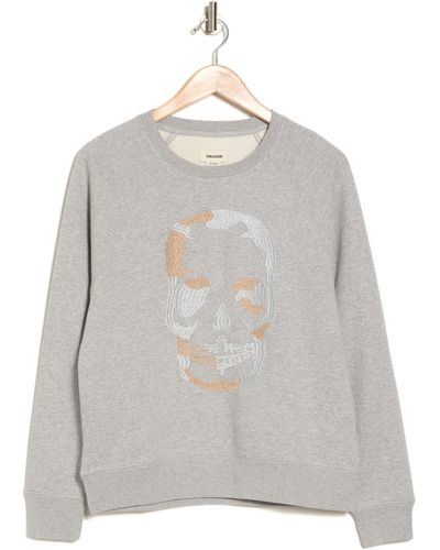 Zadig & Voltaire Camo Skull Embroidered Sweatshirt - Gray