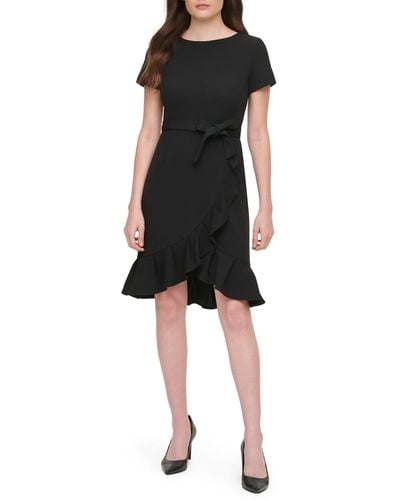 Calvin Klein Short Sleeve Wrap Style Dress - Black
