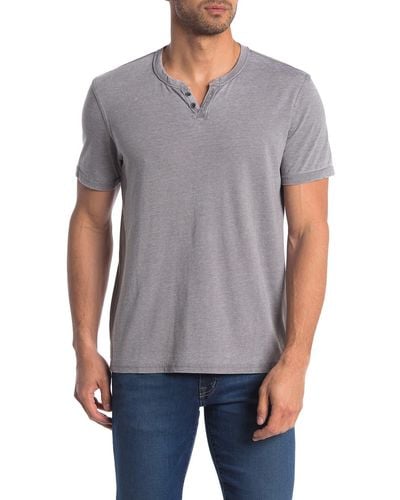 Lucky Brand Button Notch Neck T-shirt - Gray
