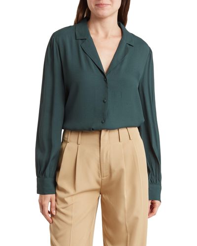 Love By Design Lana Collar Button-up Blouse - Green