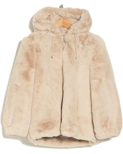 Rebecca Minkoff Oversize Faux Fur Hooded Jacket - Natural