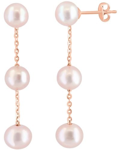 Effy 14k Rose Gold Pink Freshwater 6-6.5mm Pearl Earrings - White