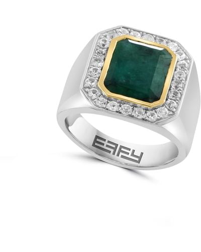 Effy Sterling Silver Emerald & White Sapphire Ring - Green