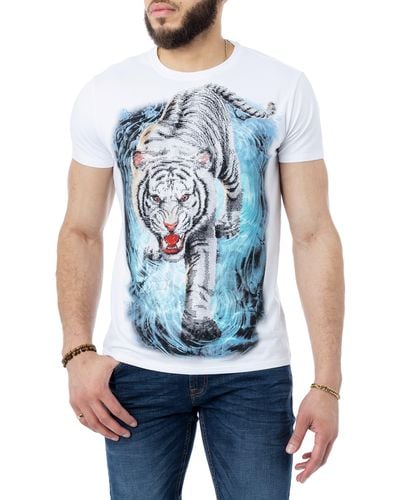 Xray Jeans Tiger Rhinestone Graphic T-shirt - Blue