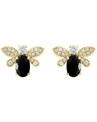 Effy 14k Yellow Gold Onyx & Diamond Bee Stud Earrings - Black