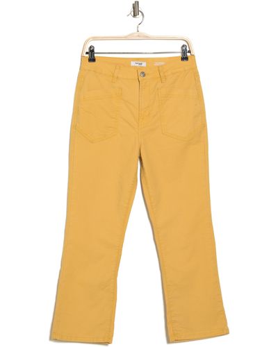 Kensie High Waist Crop Flare Pants - Yellow