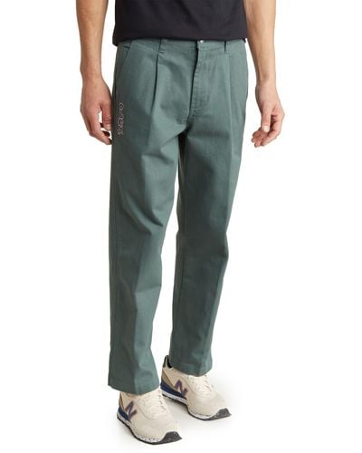 Obey Estate Embroidered Pleated Pants - Green