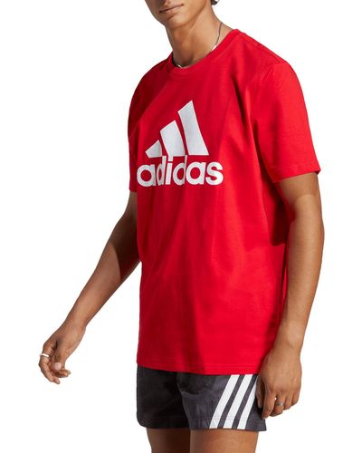 adidas Single Jersey Cotton Big Logo Graphic T-shirt - Red