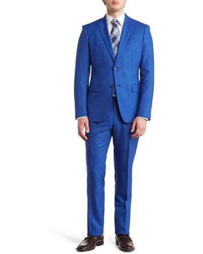 John Varvatos Two-button Solid Wool Suit - Blue