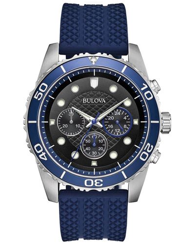 Bulova Sport Chronograph Black Dial Watch - Blue
