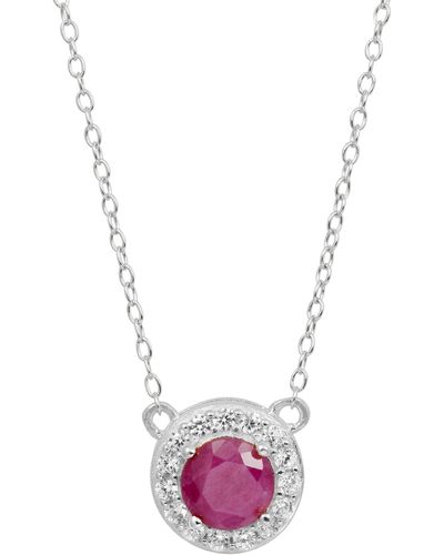 Savvy Cie Jewels Gemstone Halo Pendant Necklace - White