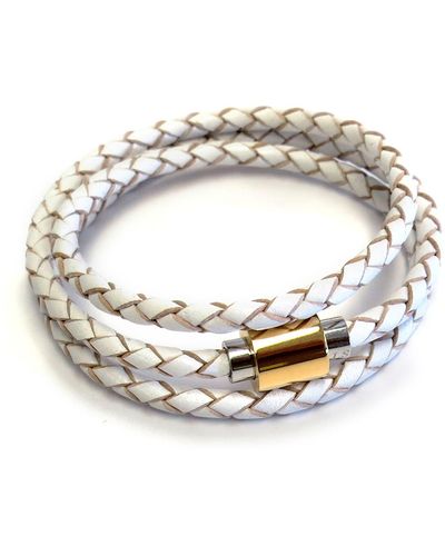 Liza Schwartz Braided Leather Wrap Bracelet - White